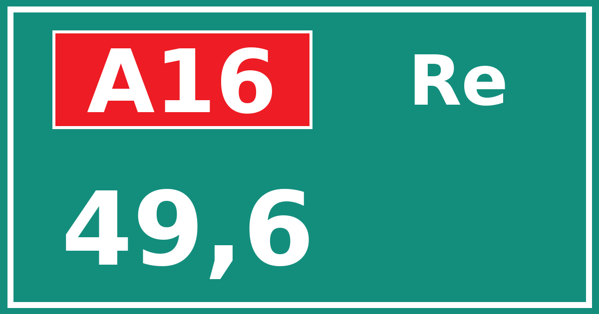 Hectometerbord A16 49,6 zijde Re