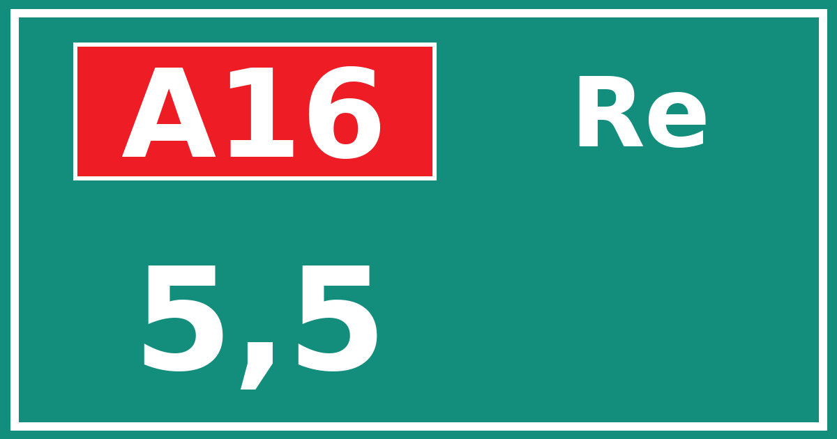 Hectometerbord A16 5,5 zijde Re