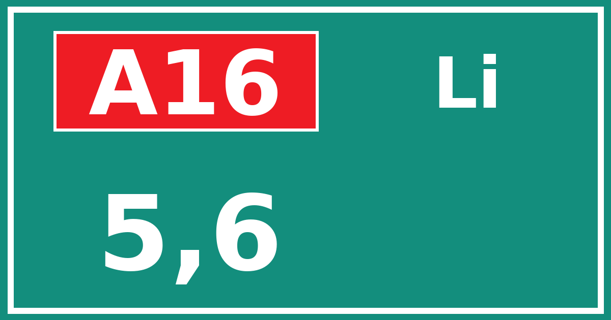 Hectometerbord A16 5,6 zijde Li