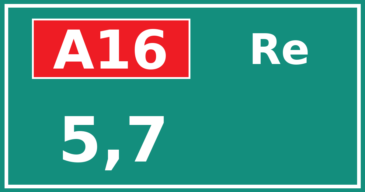 Hectometerbord A16 5,7 zijde Re