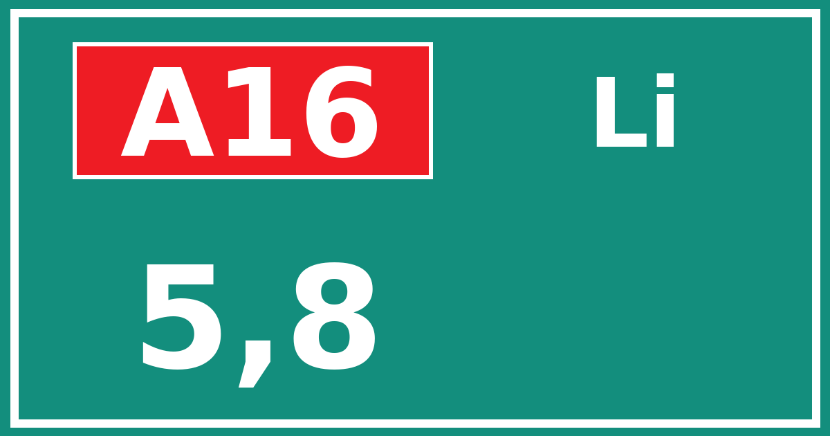 Hectometerbord A16 5,8 zijde Li
