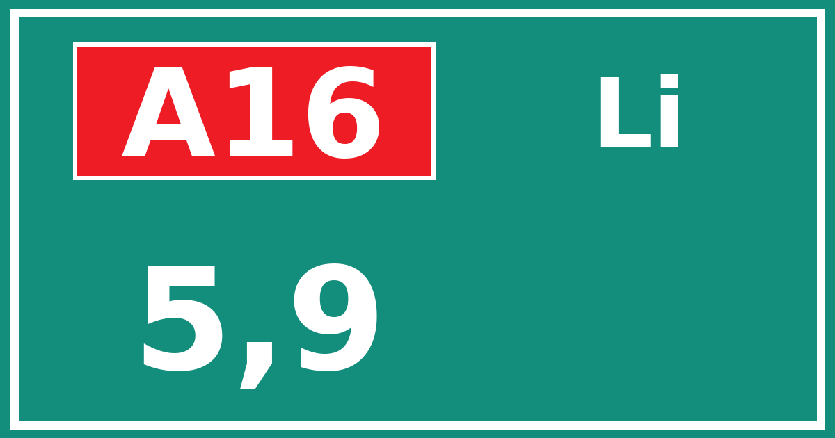 Hectometerbord A16 5,9 zijde Li