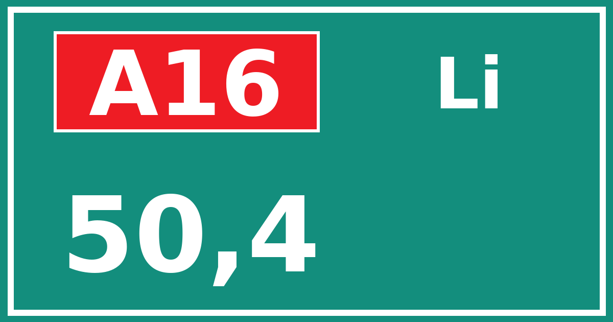 Hectometerbord A16 50,4 zijde Li