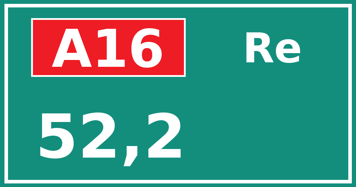 Hectometerbord A16 52,2 zijde Re