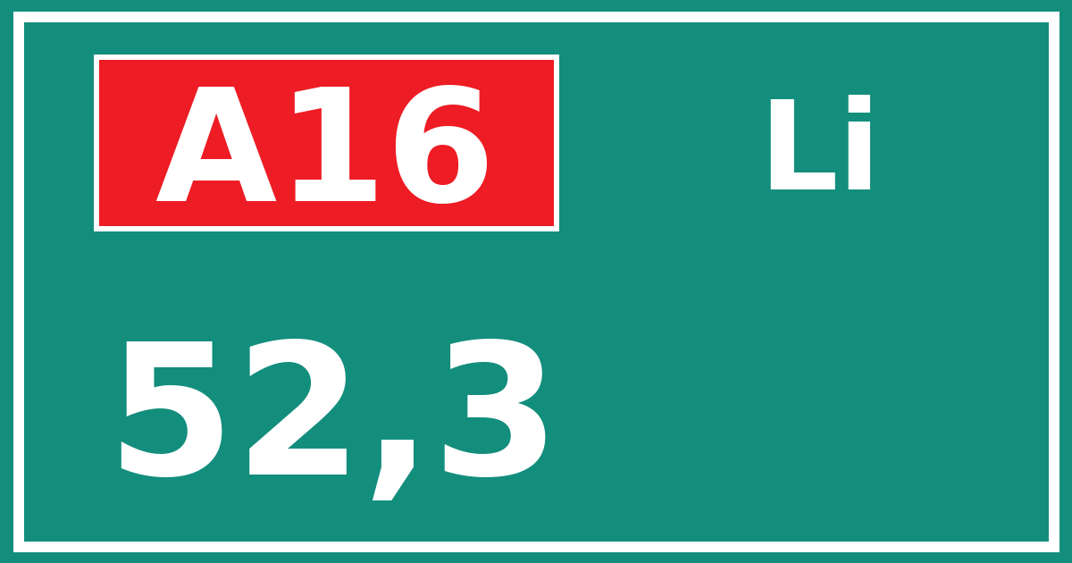 Hectometerbord A16 52,3 zijde Li