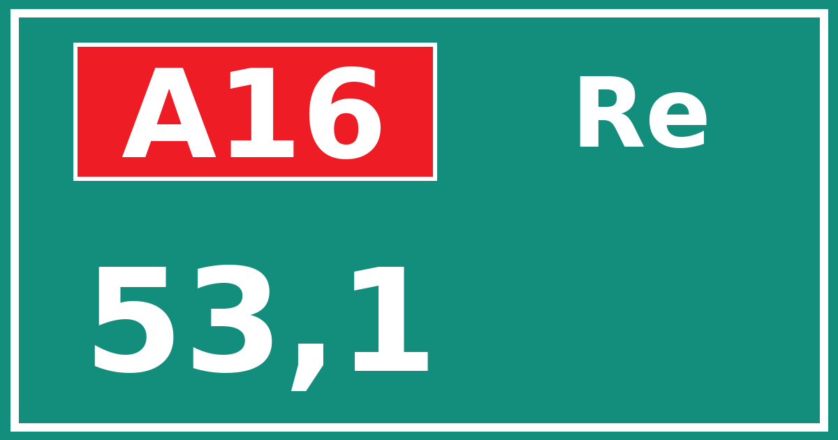 Hectometerbord A16 53,1 zijde Re