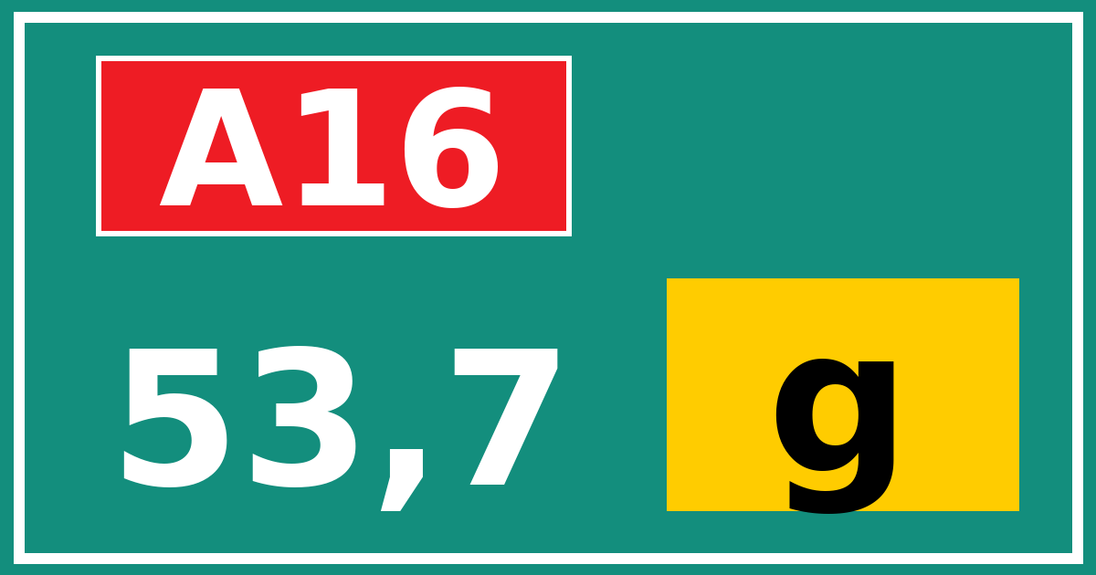 Hectometerbord A16 53,7 letter g