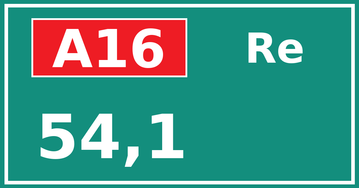 Hectometerbord A16 54,1 zijde Re