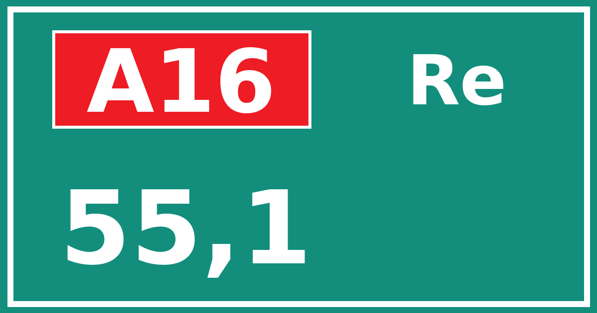 Hectometerbord A16 55,1 zijde Re