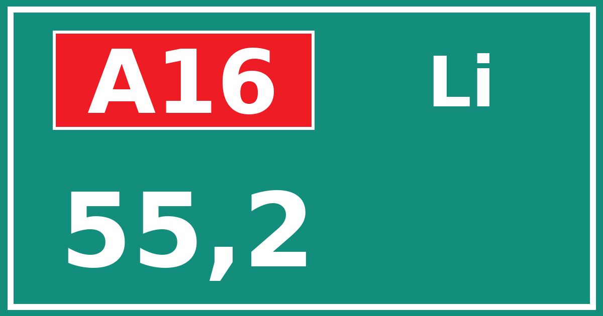 Hectometerbord A16 55,2 zijde Li