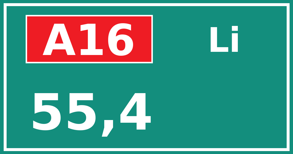 Hectometerbord A16 55,4 zijde Li