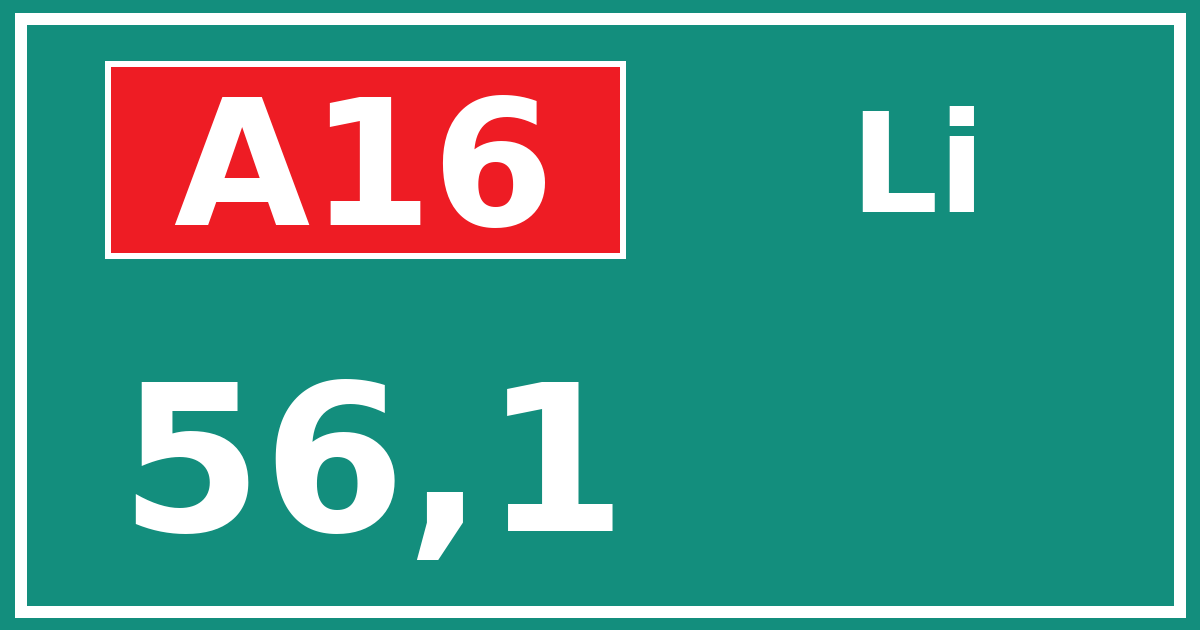 Hectometerbord A16 56,1 zijde Li