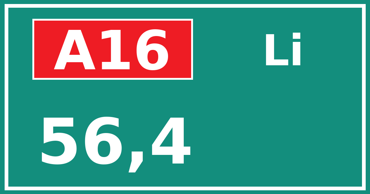 Hectometerbord A16 56,4 zijde Li