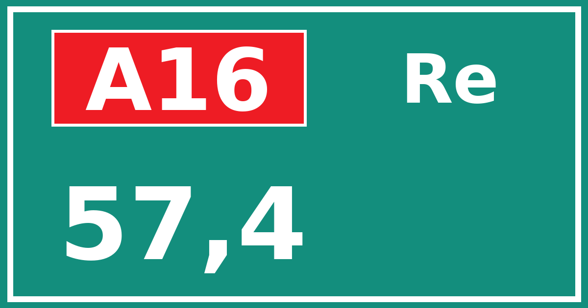 Hectometerbord A16 57,4 zijde Re