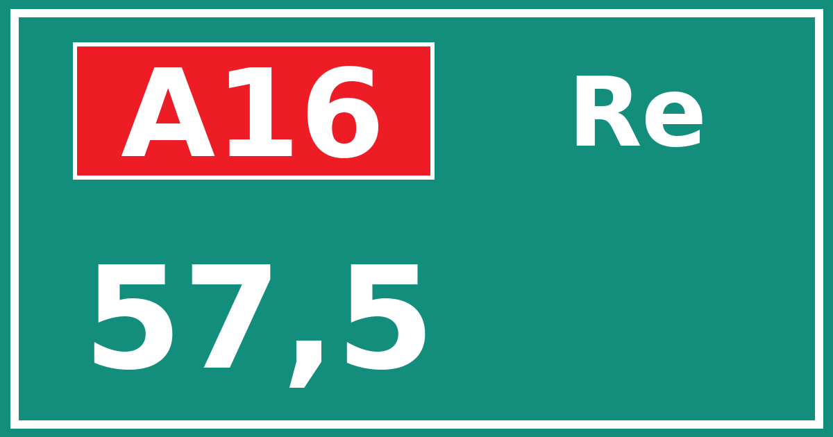 Hectometerbord A16 57,5 zijde Re