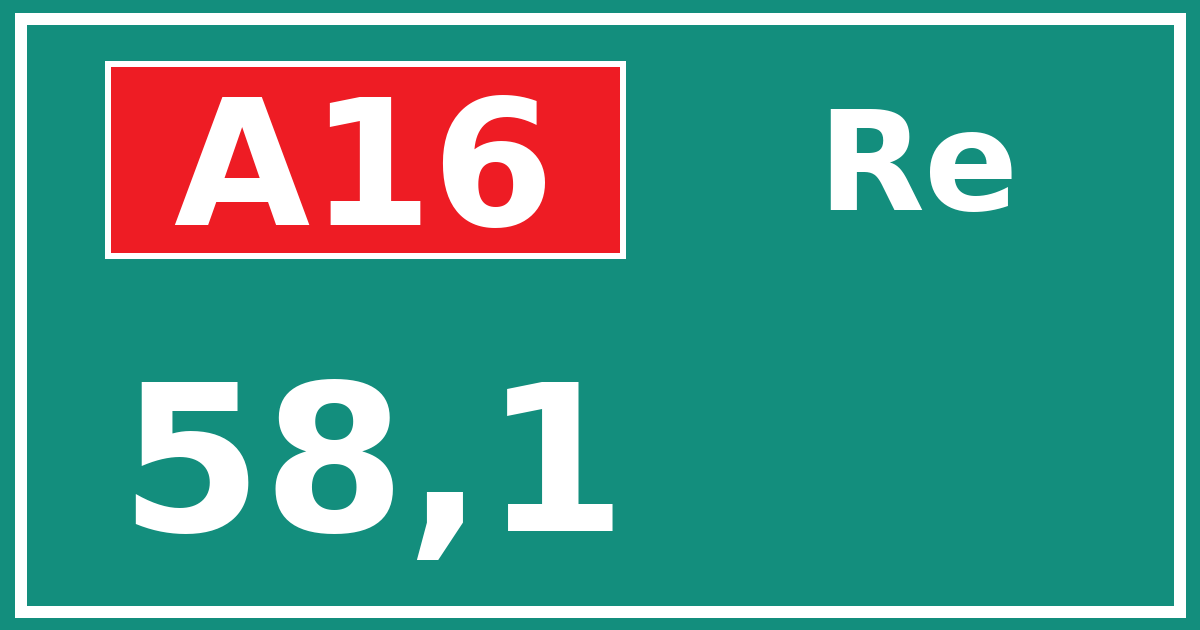 Hectometerbord A16 58,1 zijde Re