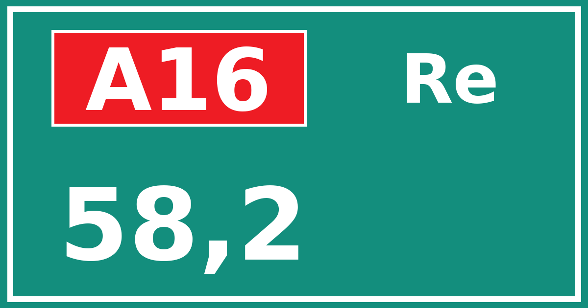Hectometerbord A16 58,2 zijde Re
