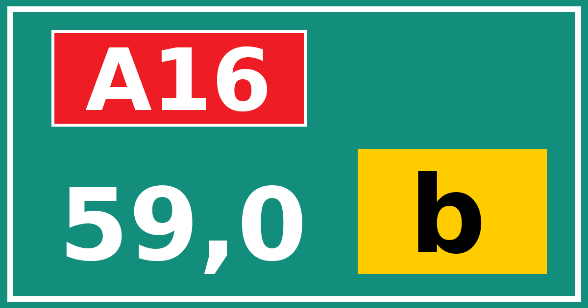 Hectometerbord A16 59,0 letter b