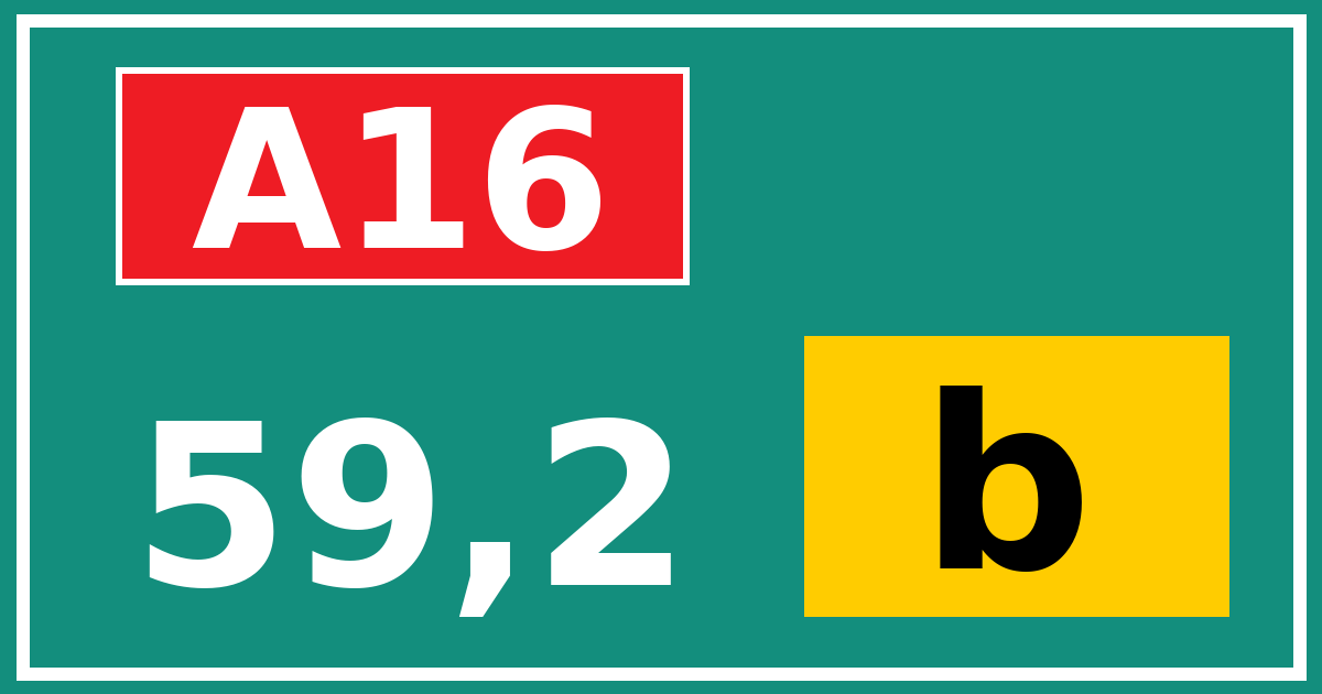 Hectometerbord A16 59,2 letter b