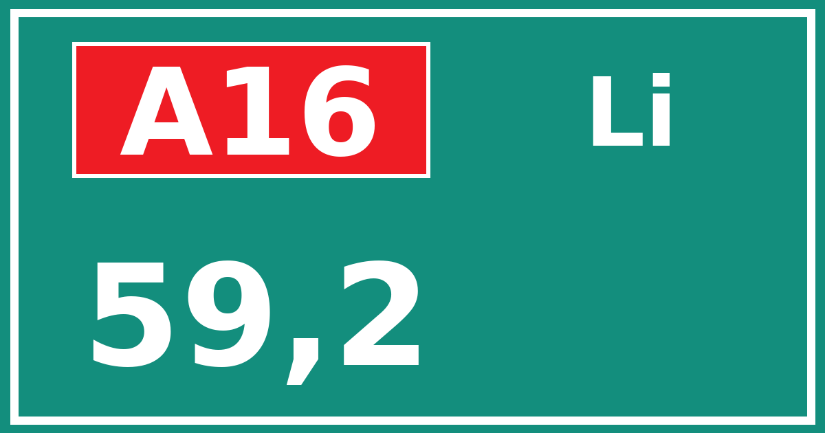 Hectometerbord A16 59,2 zijde Li