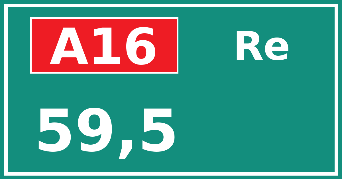 Hectometerbord A16 59,5 zijde Re