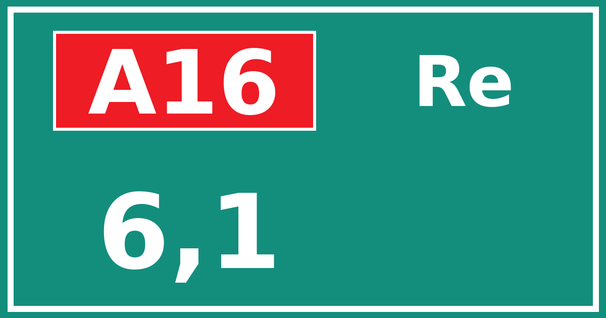 Hectometerbord A16 6,1 zijde Re