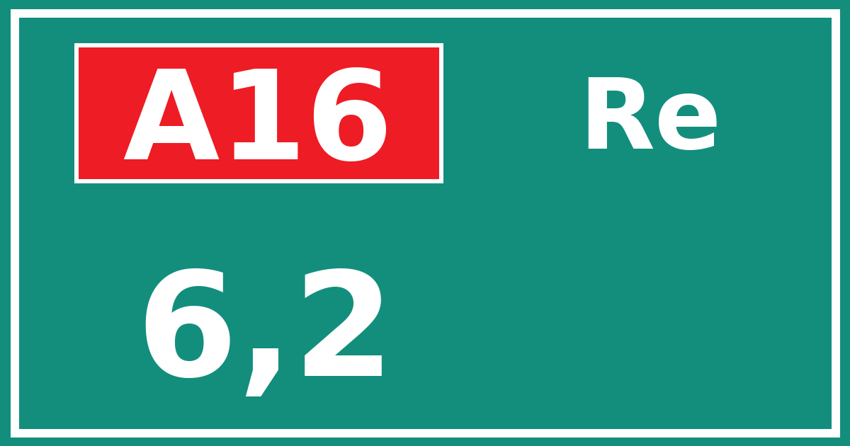 Hectometerbord A16 6,2 zijde Re
