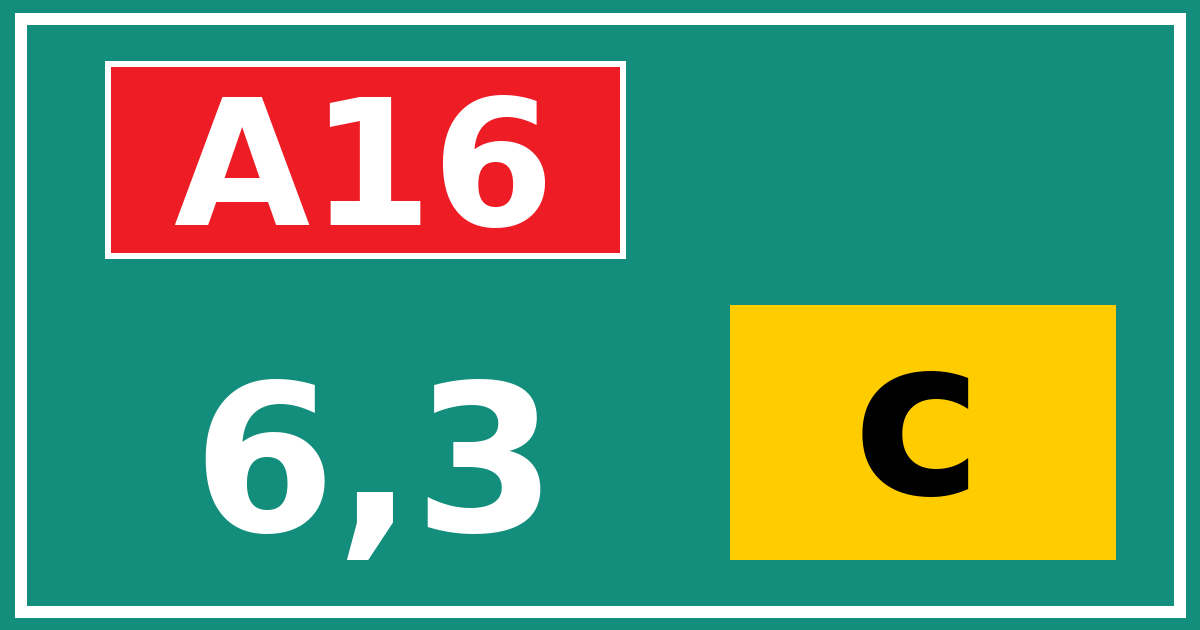 Hectometerbord A16 6,3 letter c