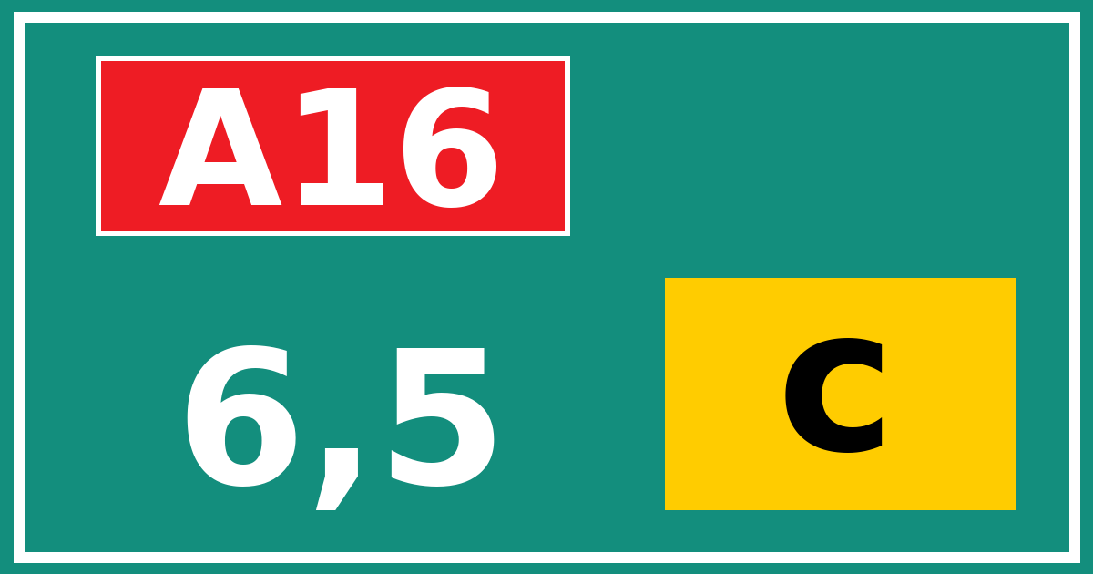 Hectometerbord A16 6,5 letter c