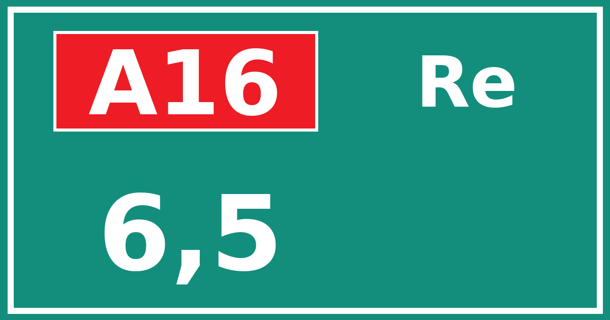 Hectometerbord A16 6,5 zijde Re