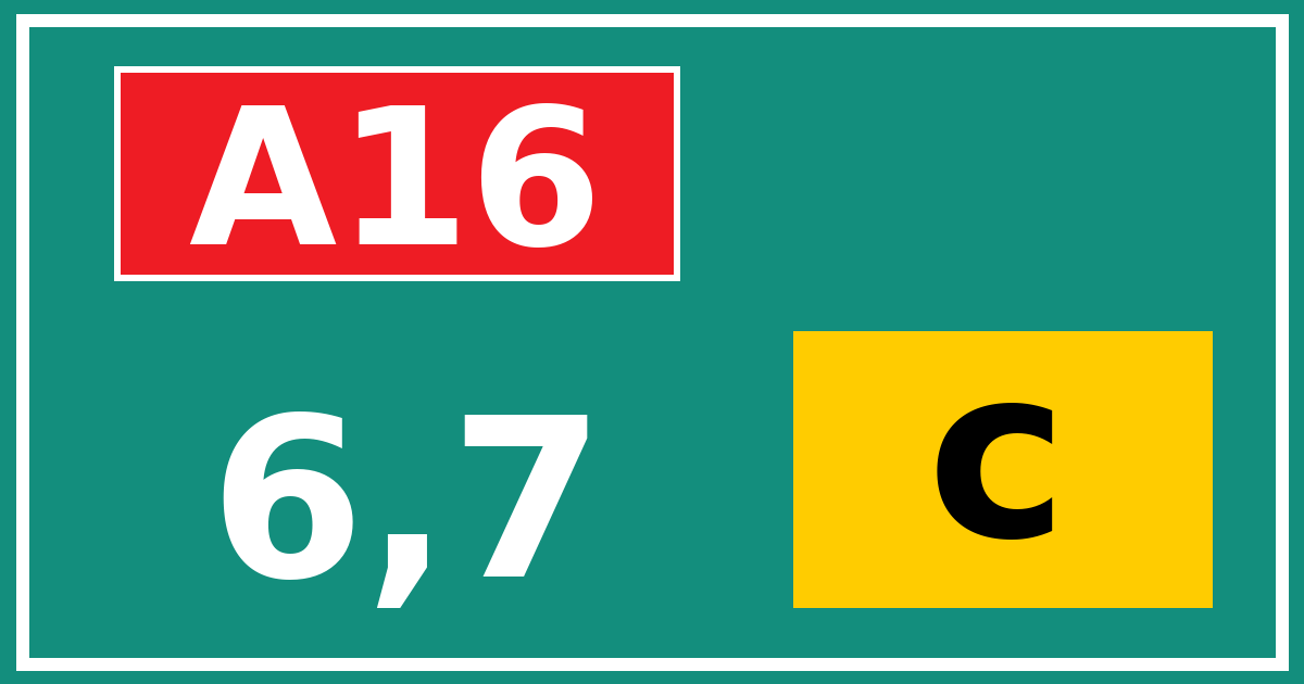 Hectometerbord A16 6,7 letter c