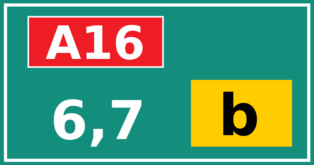 Hectometerbord A16 6,7 letter b