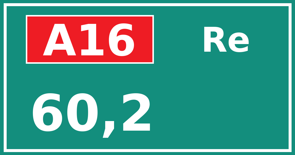 Hectometerbord A16 60,2 zijde Re