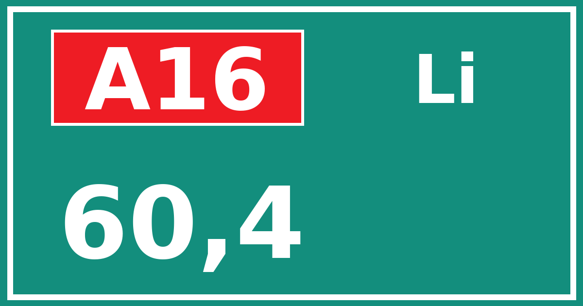 Hectometerbord A16 60,4 zijde Li