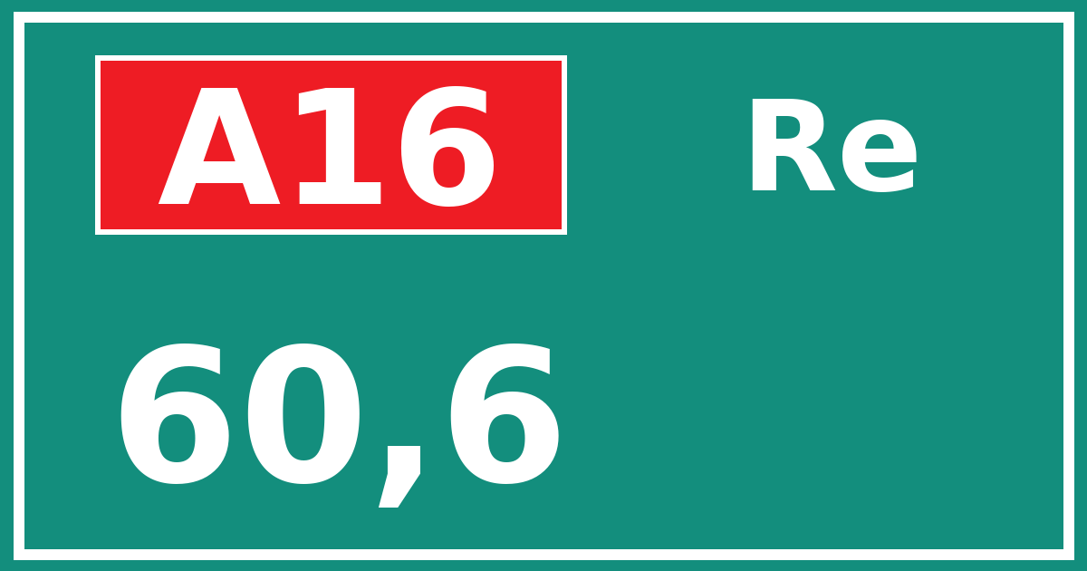 Hectometerbord A16 60,6 zijde Re