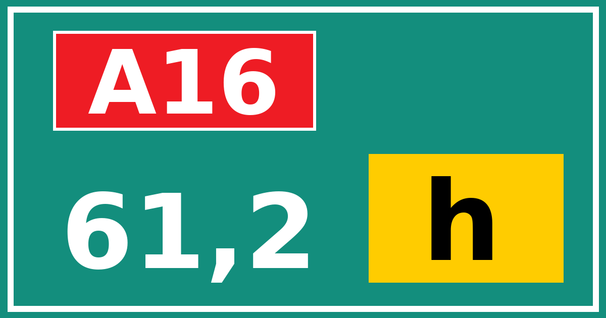 Hectometerbord A16 61,2 letter h