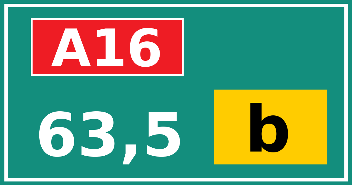 Hectometerbord A16 63,5 letter b