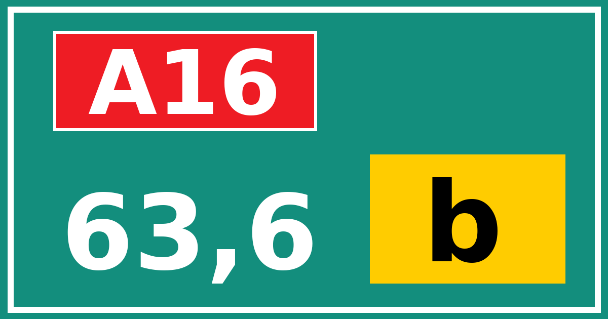 Hectometerbord A16 63,6 letter b