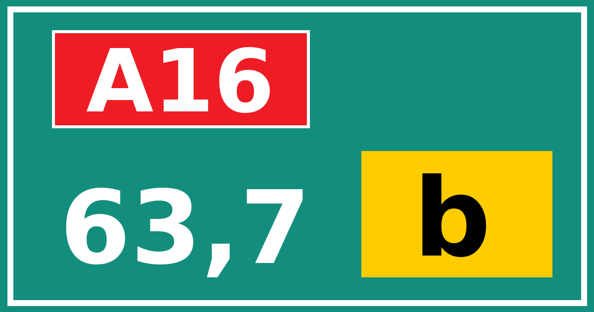 Hectometerbord A16 63,7 letter b