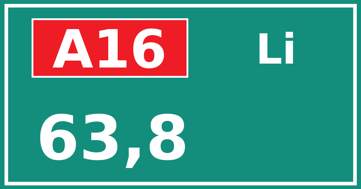 Hectometerbord A16 63,8 zijde Li