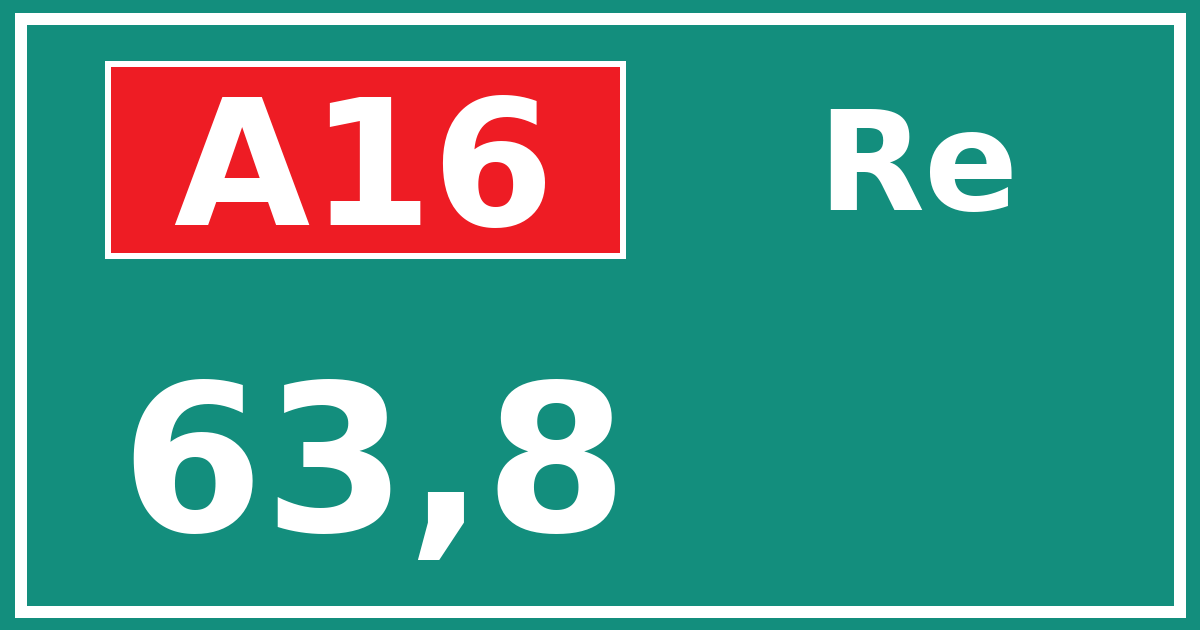 Hectometerbord A16 63,8 zijde Re