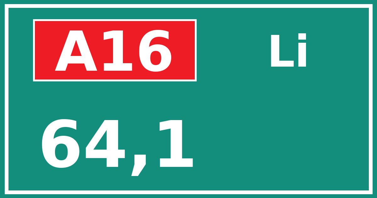 Hectometerbord A16 64,1 zijde Li
