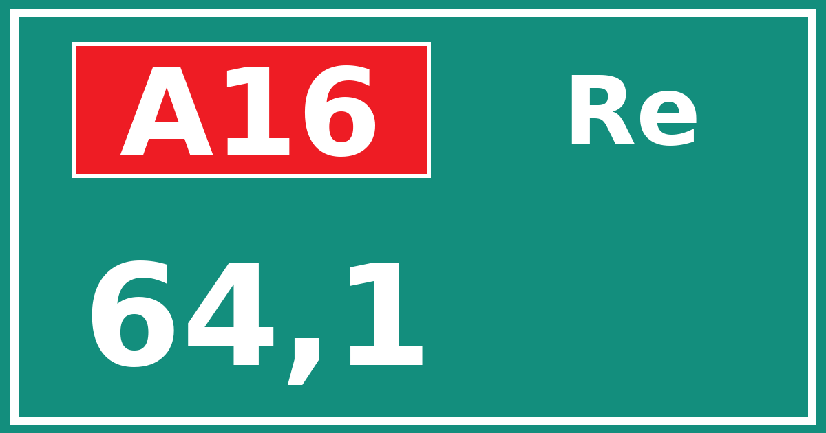 Hectometerbord A16 64,1 zijde Re