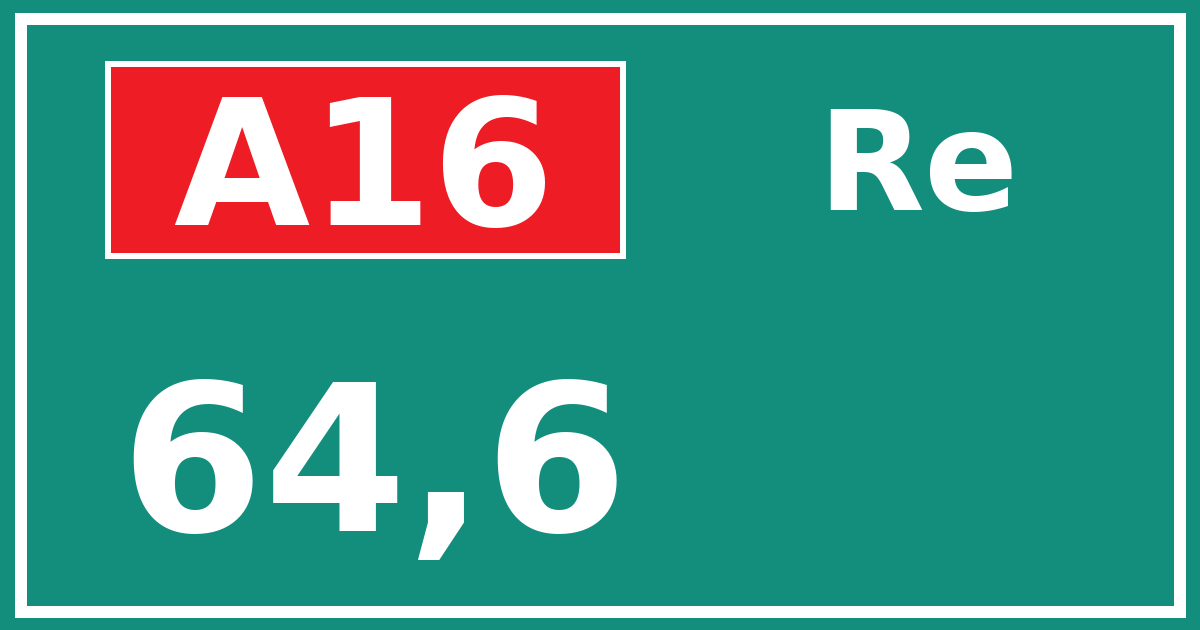 Hectometerbord A16 64,6 zijde Re
