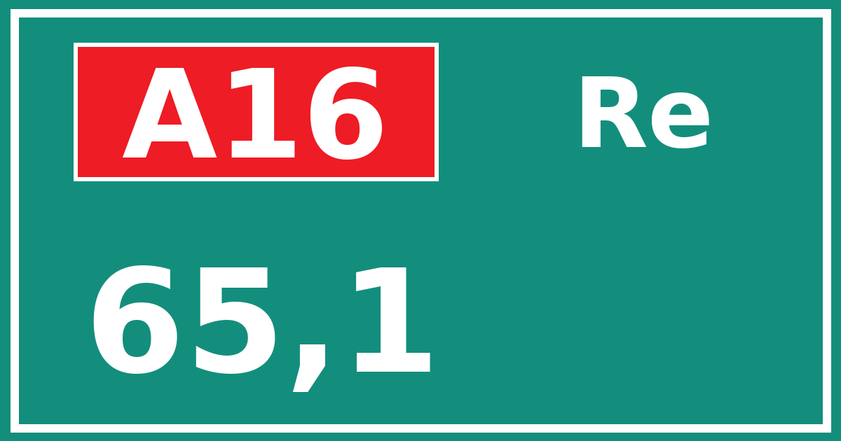 Hectometerbord A16 65,1 zijde Re
