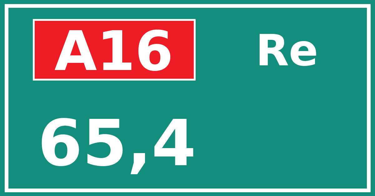 Hectometerbord A16 65,4 zijde Re