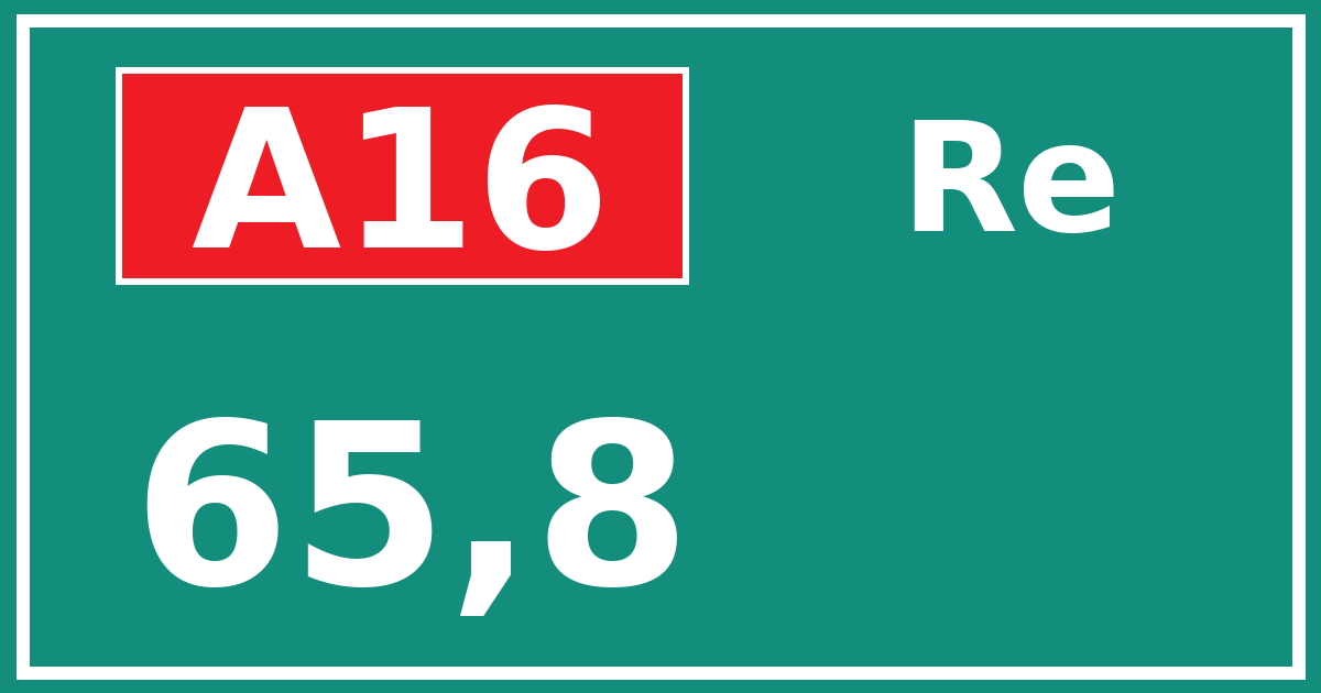 Hectometerbord A16 65,8 zijde Re