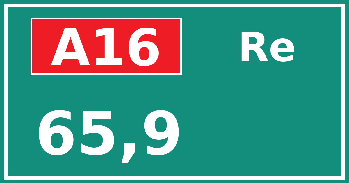 Hectometerbord A16 65,9 zijde Re