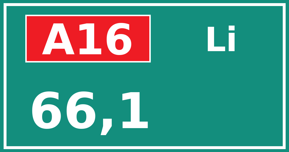 Hectometerbord A16 66,1 zijde Li