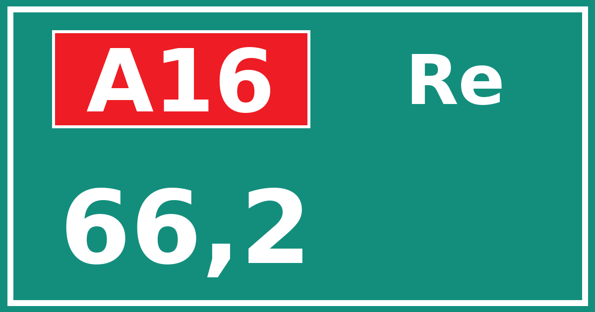Hectometerbord A16 66,2 zijde Re